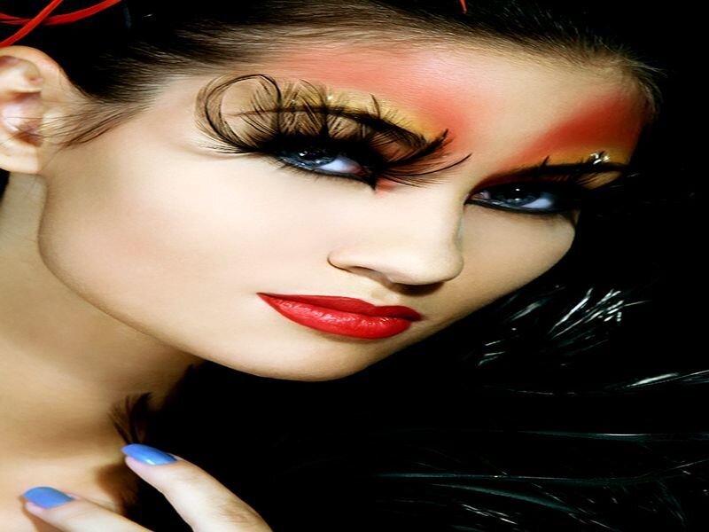 Woman with Dramatic Makeup — Black, Photograph