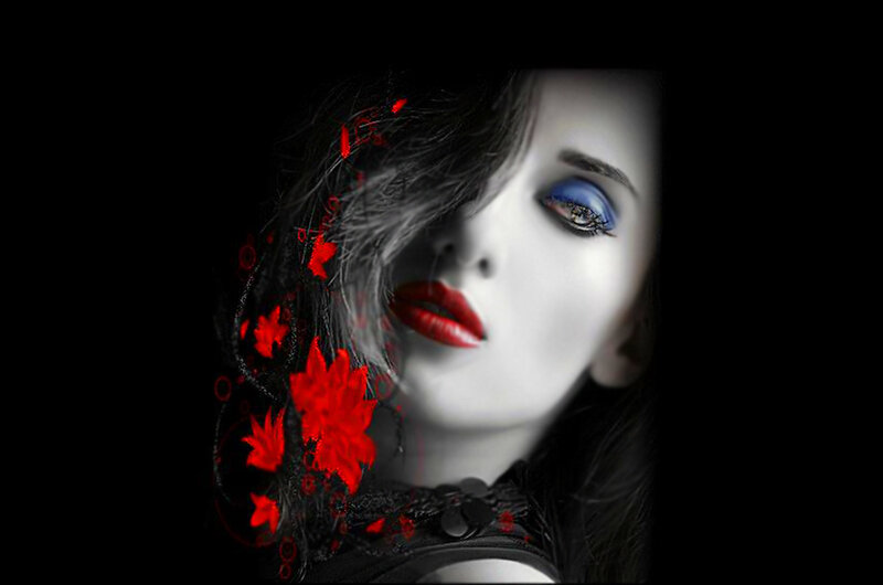 Woman with Dramatic Makeup — Black