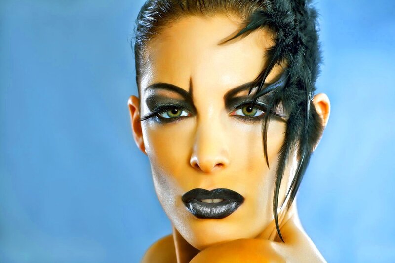 Woman with Dramatic Makeup — Blue
