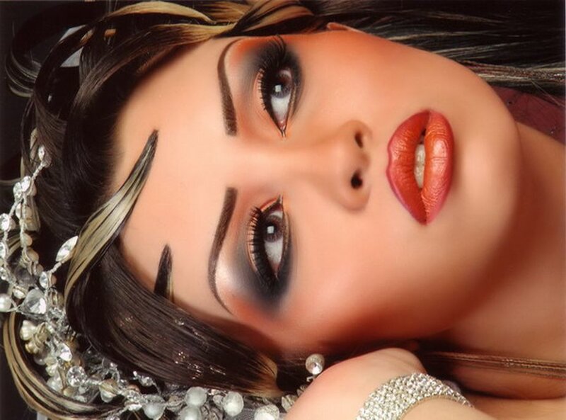Woman with Dramatic Makeup — Brown, Photograph