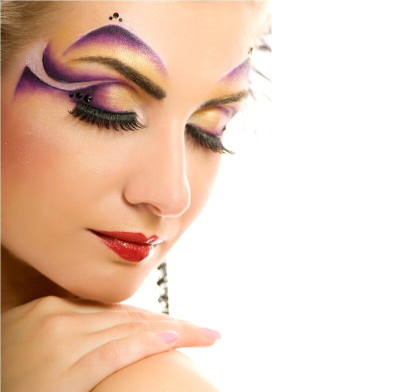 Woman with Dramatic Makeup — Purple, Photograph, Eyelashes