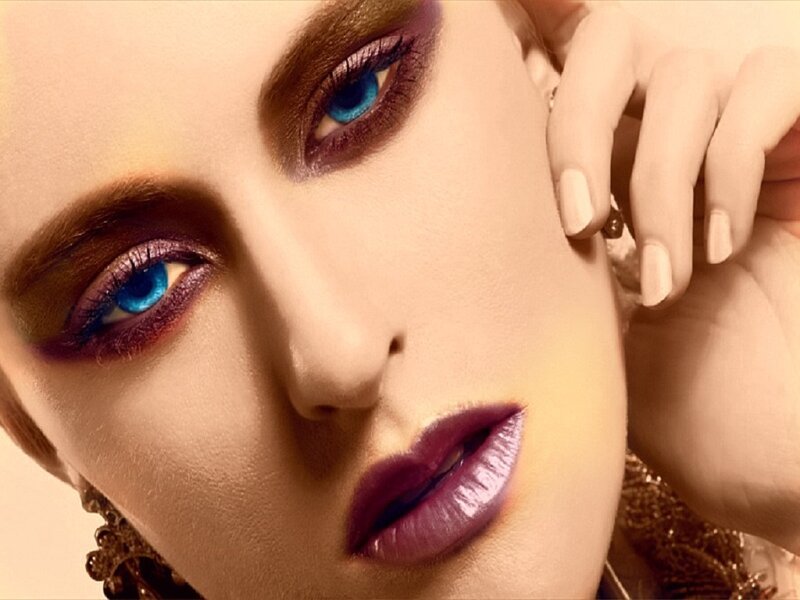 Woman with Dramatic Makeup — Purple, Photograph, Eyes, Lipstick