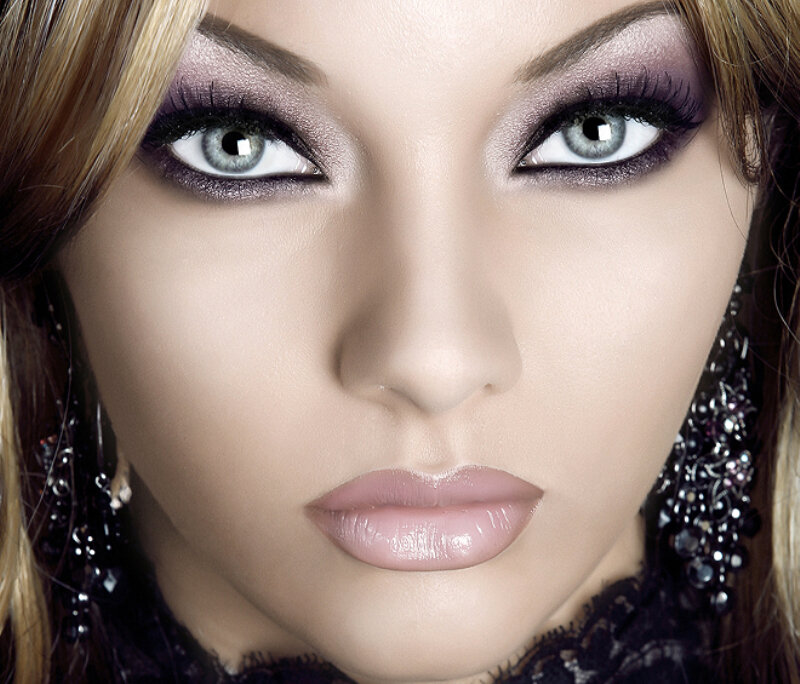 Woman with Dramatic Makeup — Purple, Photograph, Eyes