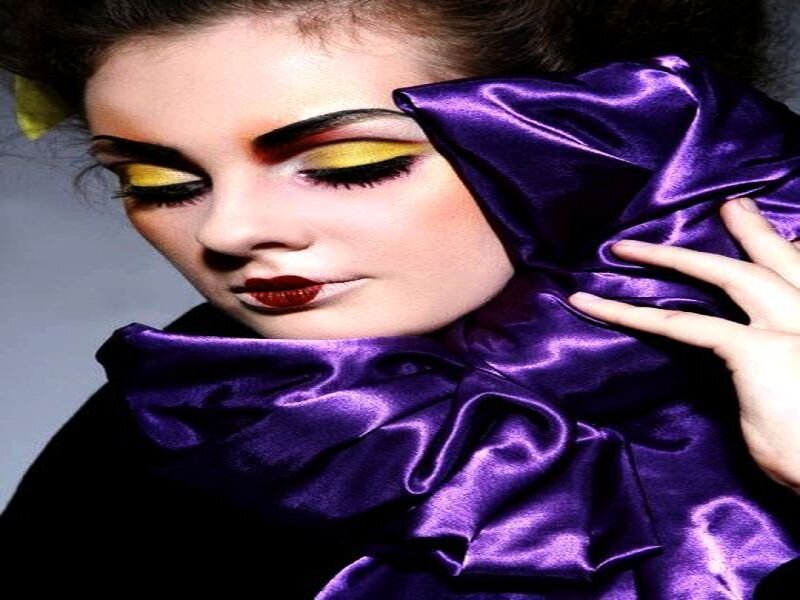 Woman with Dramatic Makeup — Purple, Photograph