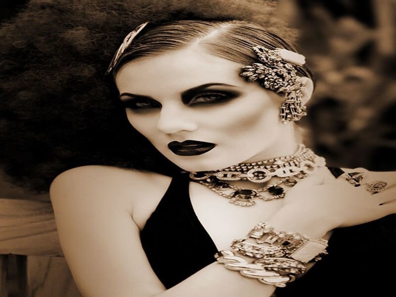 Woman with Dramatic Makeup — Sepia
