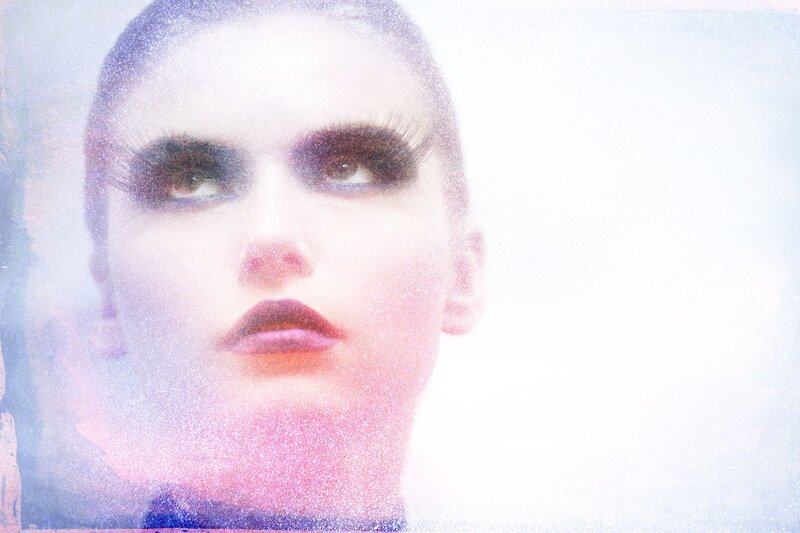 Woman with Dramatic Makeup — White, Dreamy