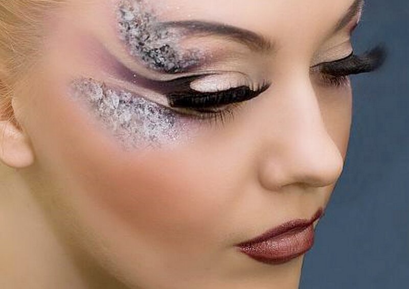 Woman with Dramatic Makeup — White, Photograph, Eyelashes