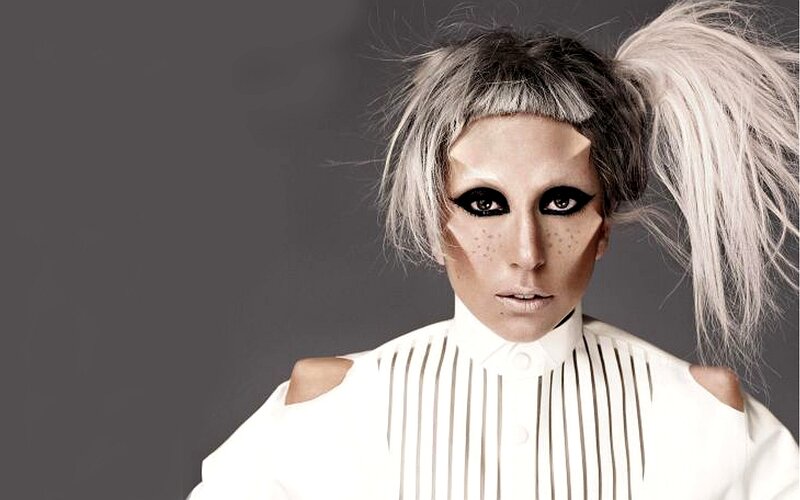 Woman with Dramatic Makeup — White, Photograph, Hair