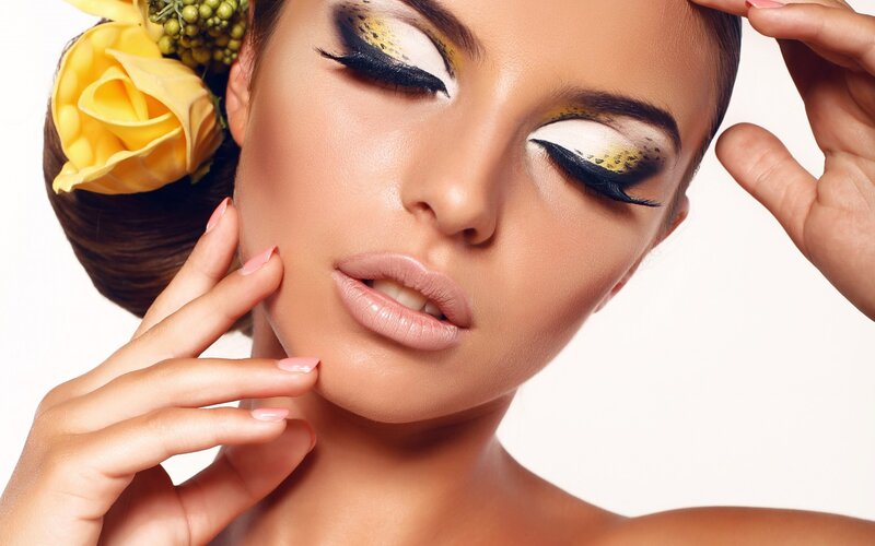 Woman with Dramatic Makeup — Yellow