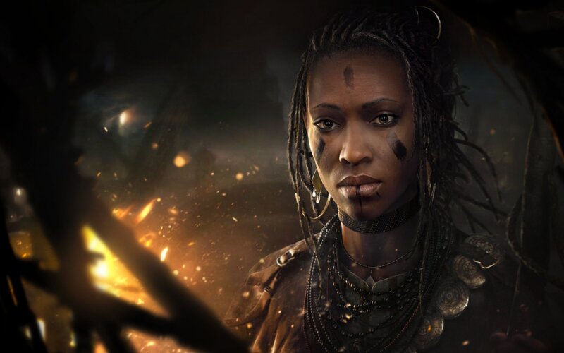 Woman with Dreadlocks — Black, Dramatic, Night