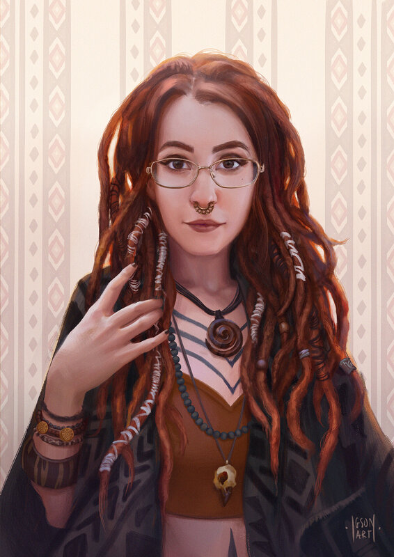 Woman with Dreadlocks — Brown, Calm