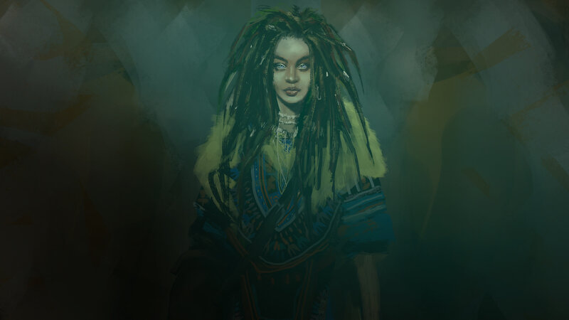 Woman with Dreadlocks — Green