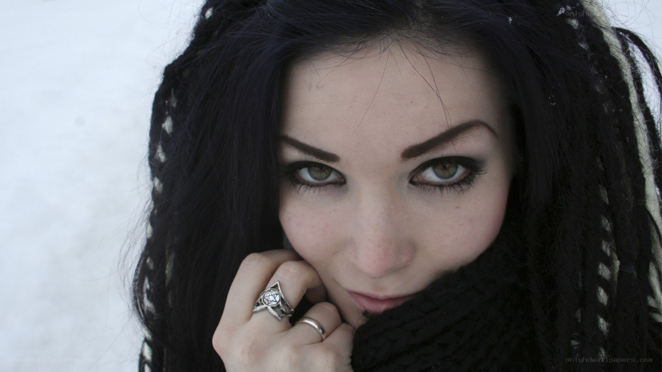 woman with dreadlocks in snow