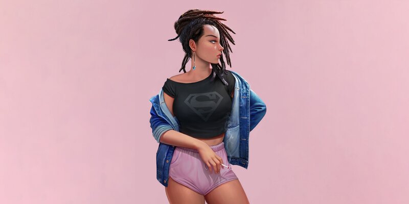 Woman with Dreadlocks — Pink