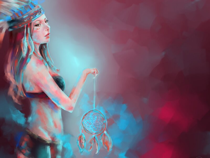 Woman with Dreamcatcher — Red