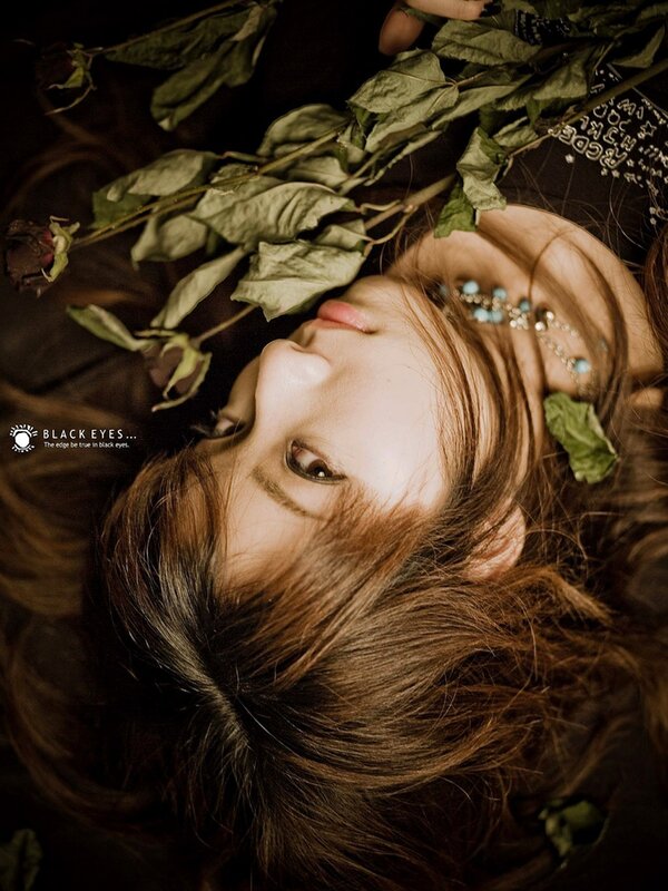 woman with dried flowers