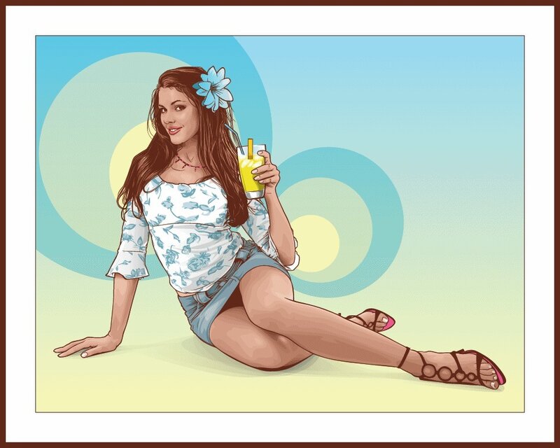 woman with drink and flower