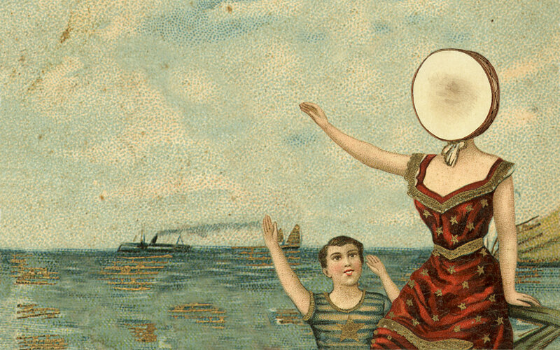 woman with drum head and child