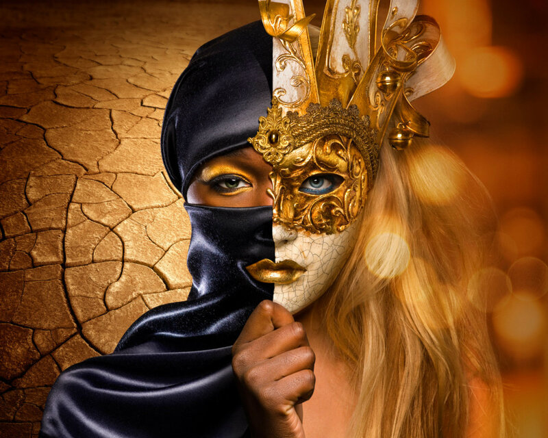 Woman with Dual Masks