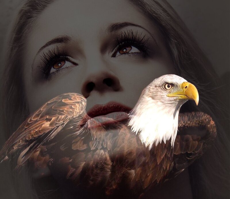 Woman with Eagle — Brown
