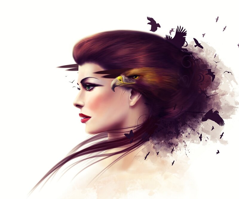 Woman with Eagle Head