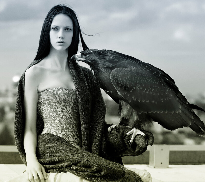 Woman with Eagle on Arm — Black