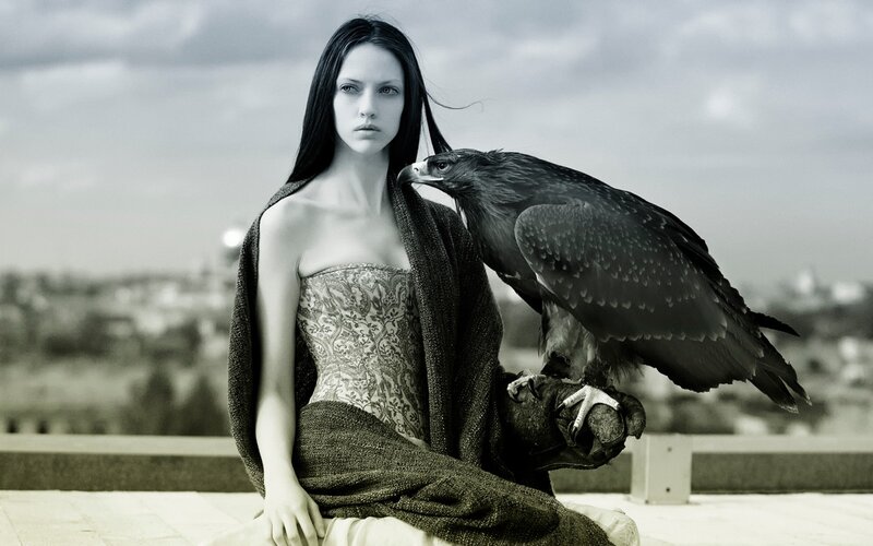 Woman with Eagle on Arm