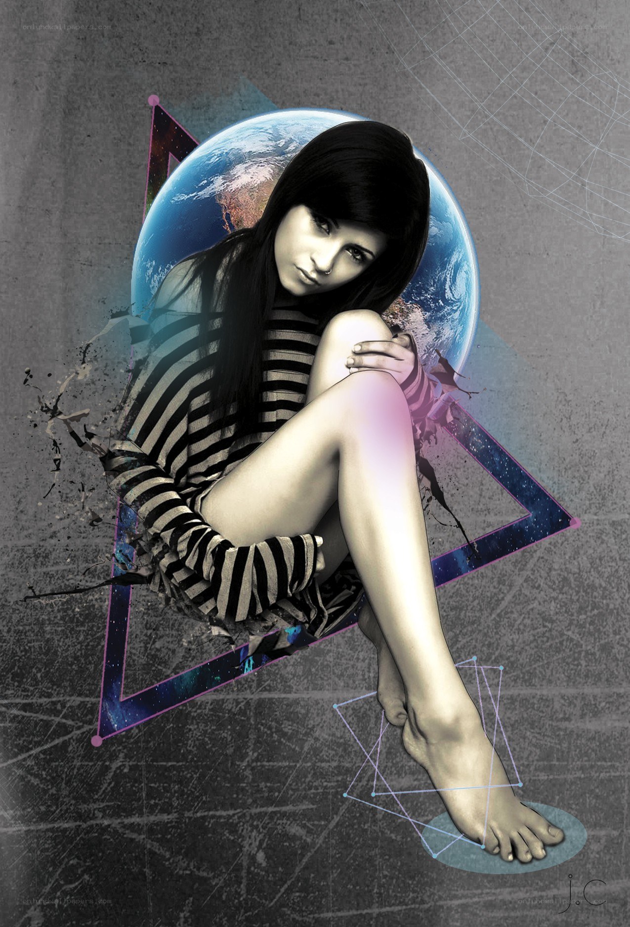 woman with earth background