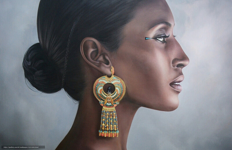 woman with egyptian earring