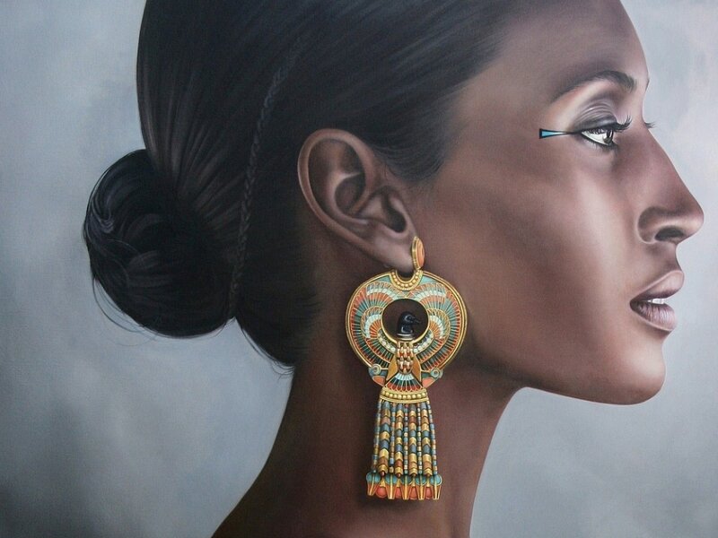 Woman with Egyptian Earrings