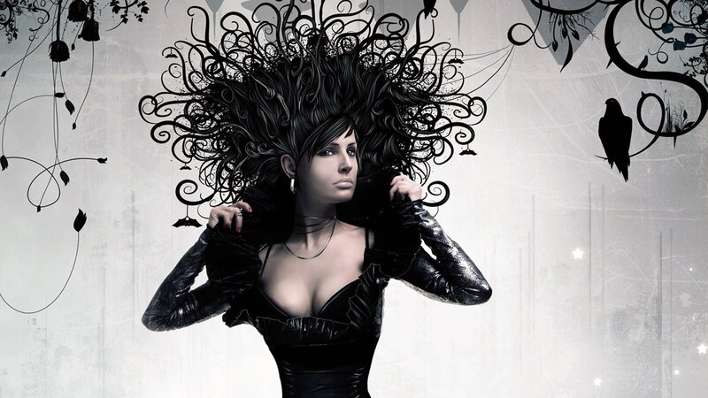 woman with elaborate black hair