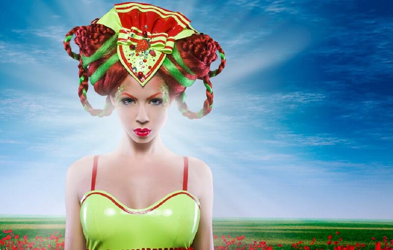 Woman with Elaborate Hairstyle — Green