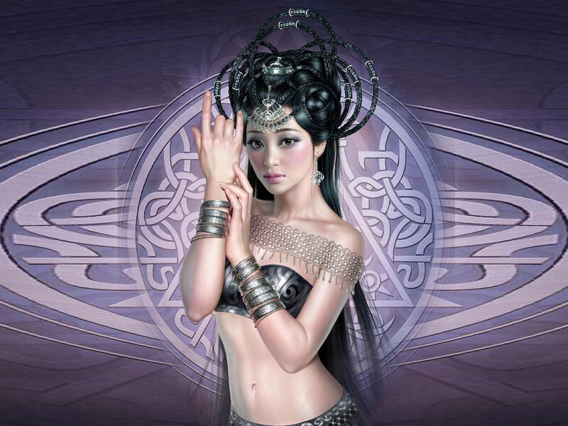 Woman with Elaborate Headwear — Purple