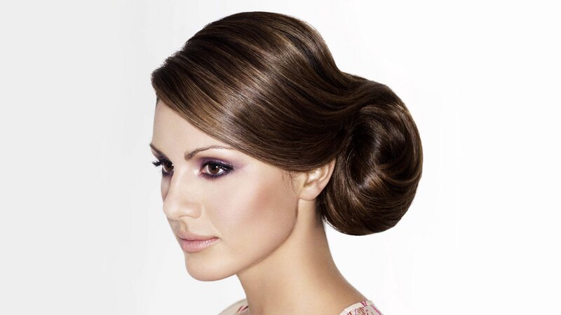 woman with elegant updo hairstyle