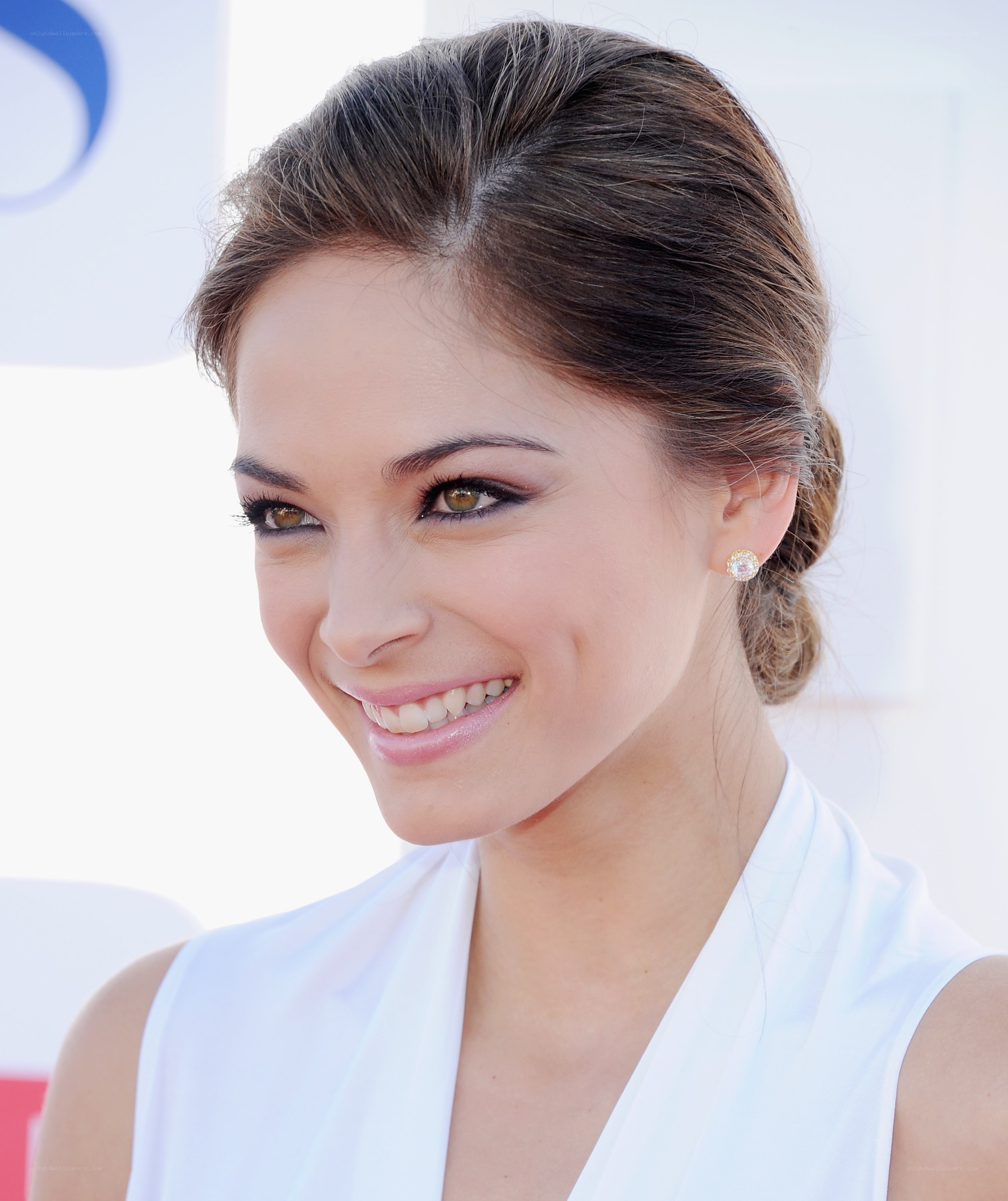 woman with elegant updo smiling