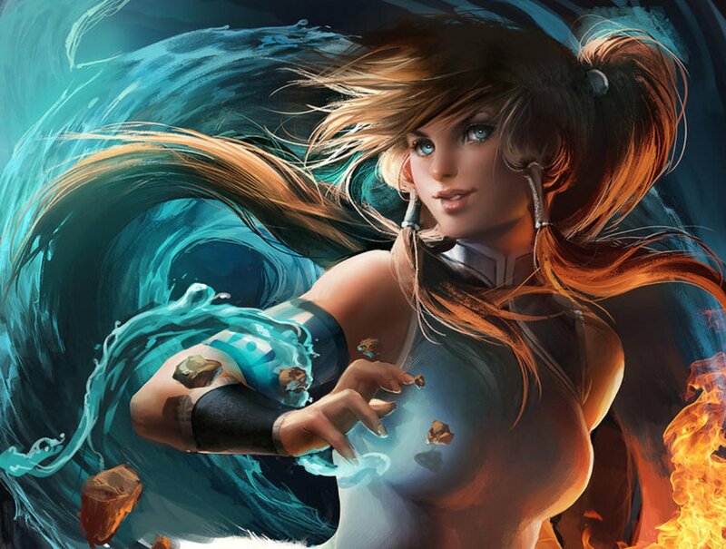 Woman with Elemental Powers — Blue