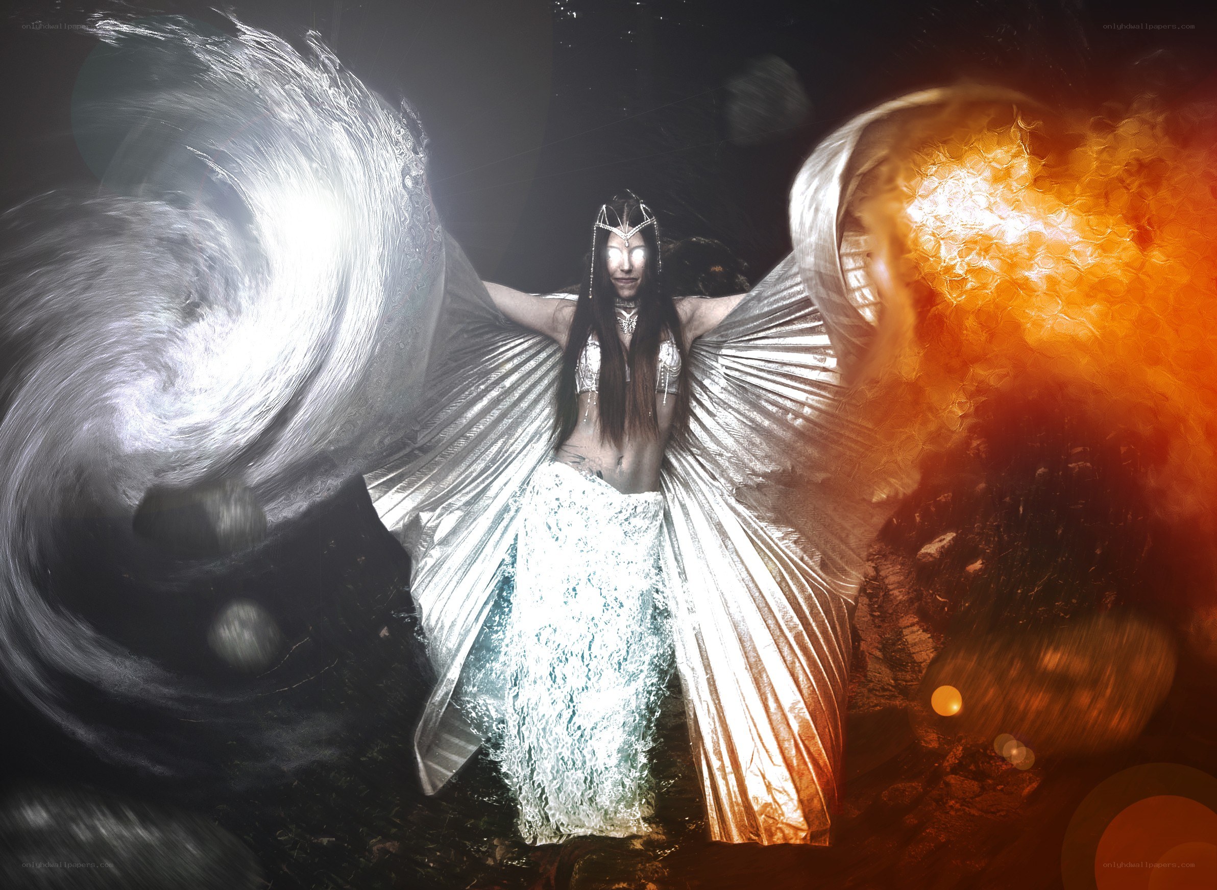 woman with elemental wings