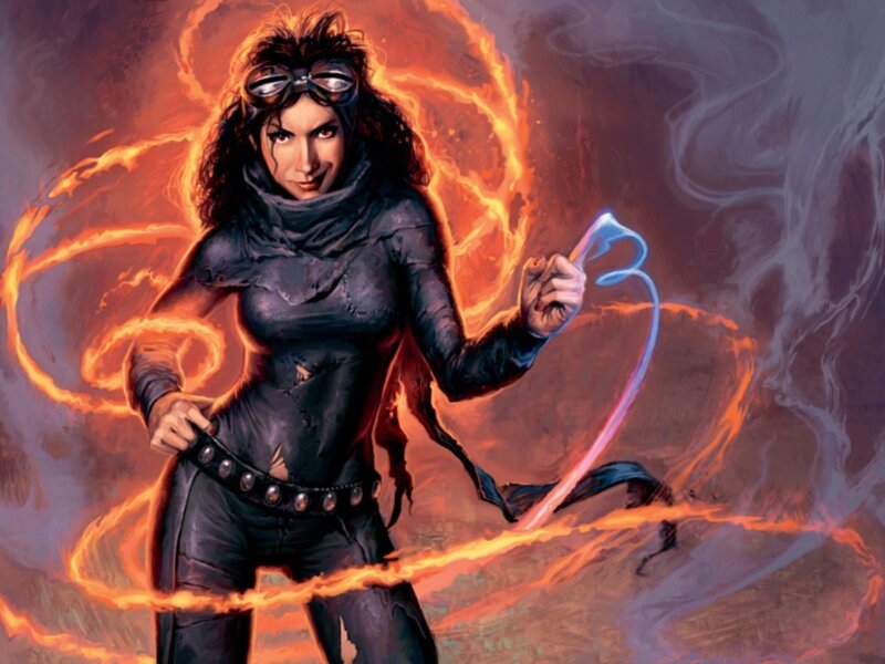Woman with energy whip