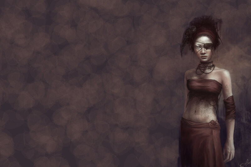 woman with eye patch and tattoos