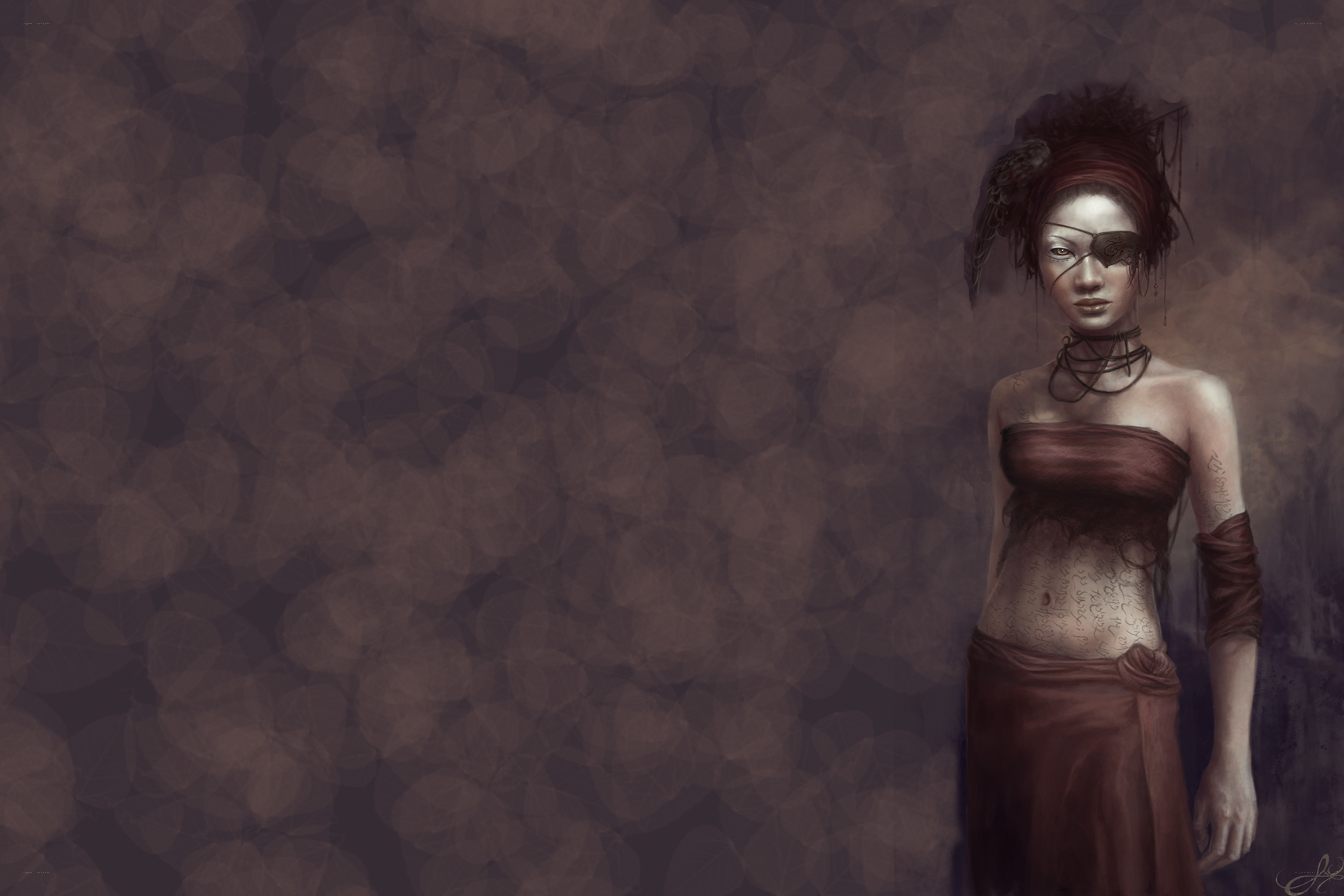 woman with eye patch and tattoos