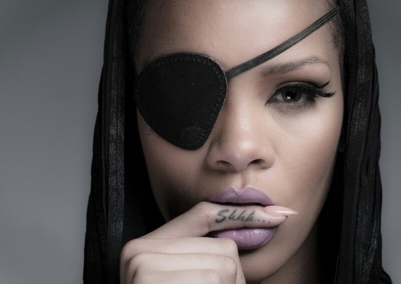 Woman with Eye Patch — Black, Dramatic, Photograph
