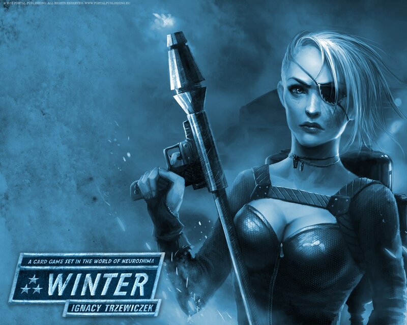 Woman with Eyepatch Holding Gun — Blue, Dramatic