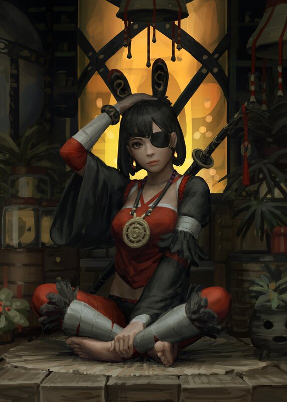 Woman with Eyepatch — Red