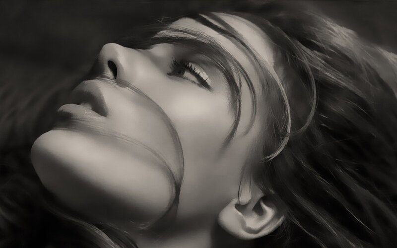 woman with eyes closed