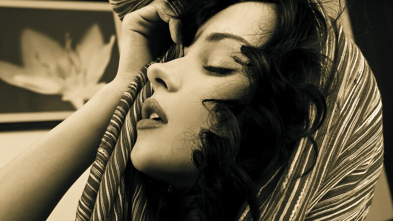 woman with eyes closed