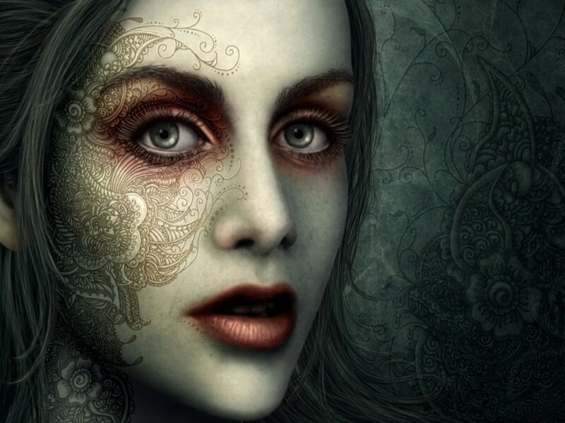 Woman with Face Art — Gray