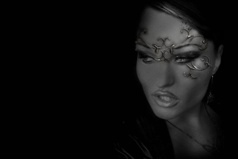 Woman with Face Jewelry — Black