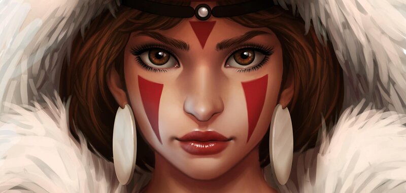 woman with face paint and feathers