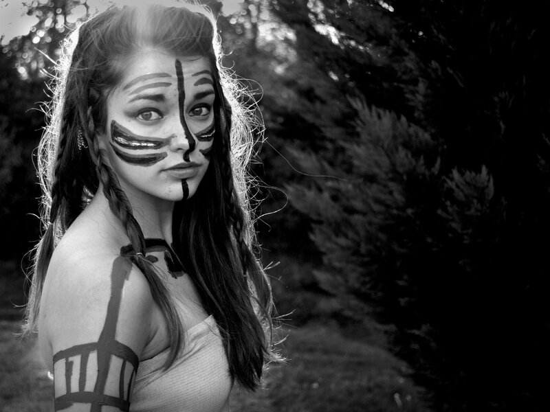 Woman with Face Paint — Black, Dramatic, Afternoon