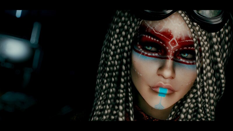 Woman with Face Paint — Black, Dramatic, Digital Art, Face Paint, Braided Hair